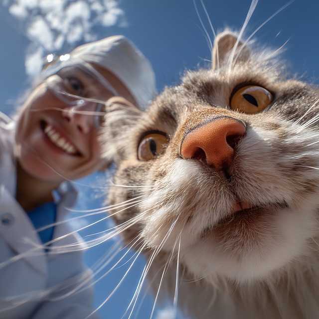 Dedicated team member caring for a cat